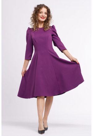 Rochie midi plisata cu buzunare laterale - Violet