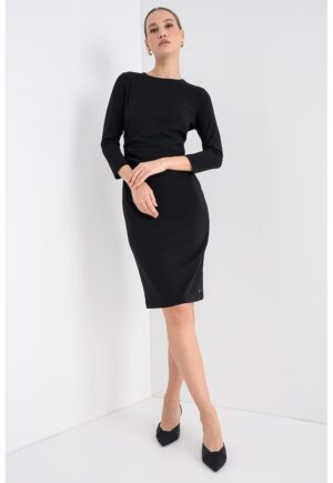 Rochie scurta uni cu maneci lungi - Negru