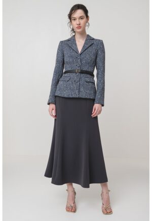 Rochie cu model 2 in 1 si o curea in talie - Albastru/Bleumarin