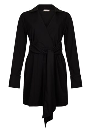 Rochie scurta cu decolteu cache-coeur - Negru