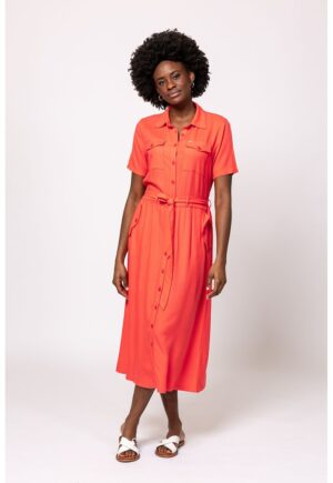 Rochie midi cu buzunare laterale Vedbi - Coral