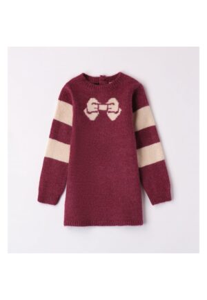 Rochie din tricot cu imprimeu pentru fetite -  0.7360 - Visiniu