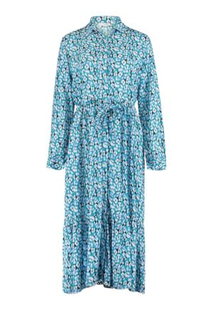 Rochie-camasa cu model floral - Alb/Albastru pastel/Albastru lavanda