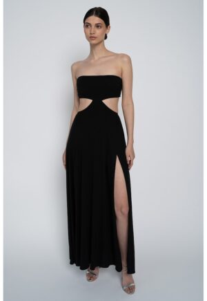 Rochie cu decupaj in talie Gloria - Negru