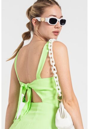 Rochie mini dreapta cu decupaj pe spate - Verde lime