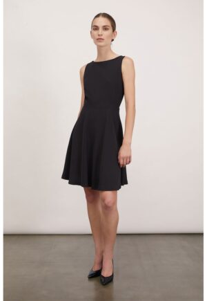 Rochie evazata cu decolteu barcuta - Negru