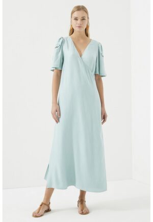 Rochie maxi cu maneci fluture - Verde menta