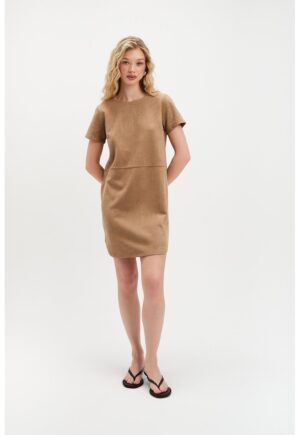 Rochie mini cu cordon in talie - Maro deschis