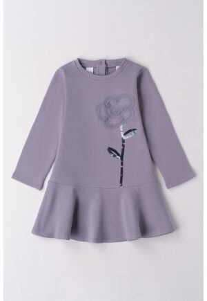 Rochie din amestec de bumbac cu paiete - Albastru prafuit