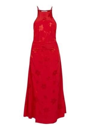 Rochie maxi cu aspect satinat - Rosu