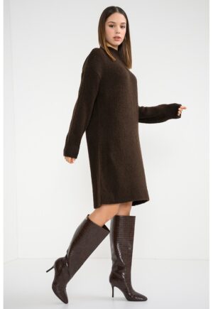 Rochie-pulover midi lejera - Maro inchis