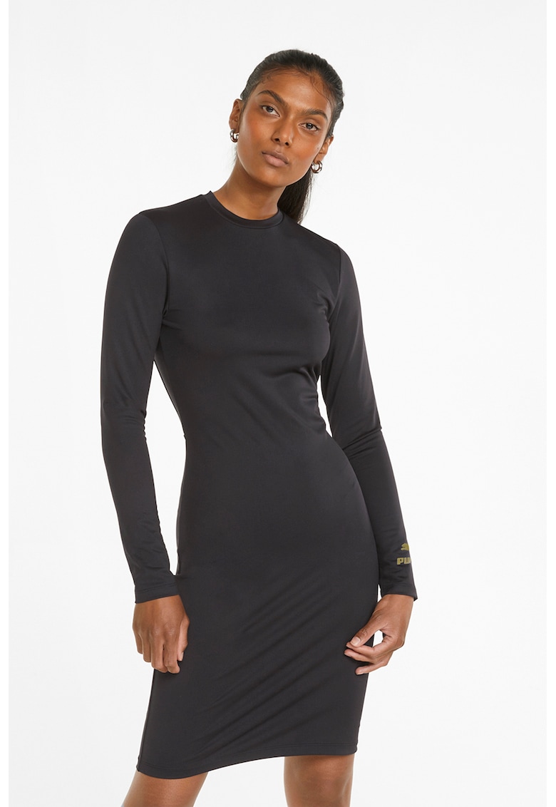 Rochie cambrata cu decupaj pe spate Crystal - Negru