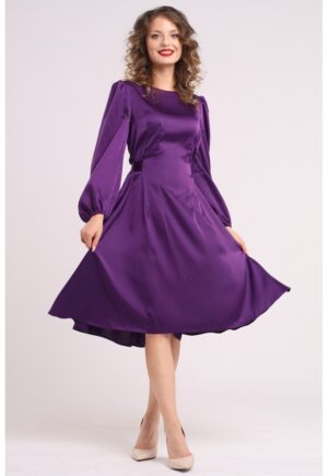Rochie midi din matase cu croiala evazata - Violet