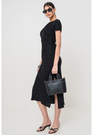 Rochie midi cu model - Negru