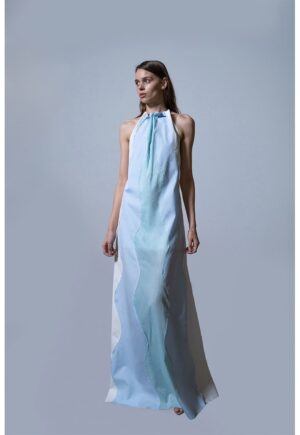 Rochie lunga lejera - Alb/Albastru deschis