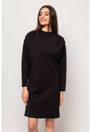 Rochie dreapta cu maneci cazute Vivi - Negru