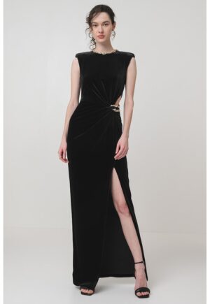 Rochie cu lant la decolteu Elegant - Negru