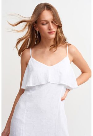 Rochie lunga cu croiala dreapta - Alb optic