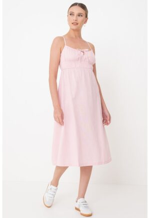 Rochie midi cu funda Rosie - Roz pastel