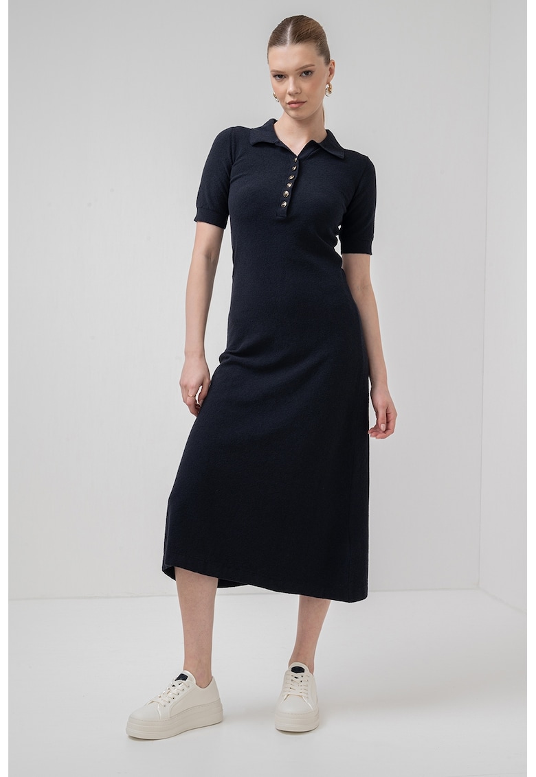 Rochie midi dreapta din amestec de bumbac Cesena - Negru