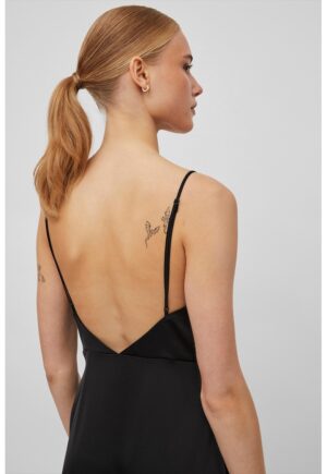 Rochie midi cu aspect de satin - Negru