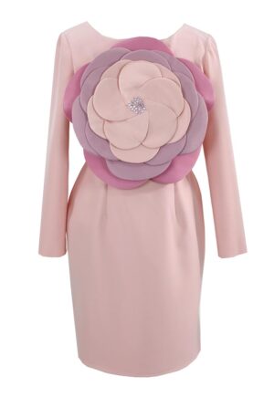 Rochie cu aplicatie florala frontala - Roz
