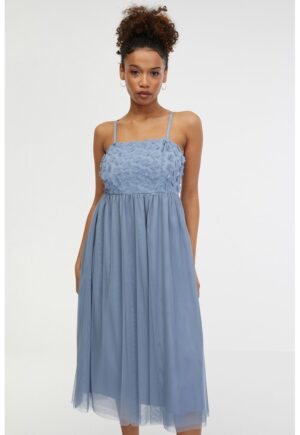 Rochie cu aplicatie florala 3D Empire - Albastru prafuit