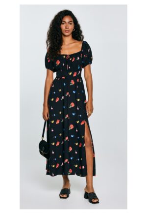 Rochie cu maneci bufante si imprimeu floral Roksi