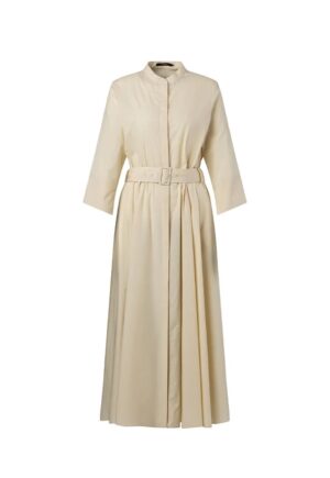Rochie midi cu o curea in talie - Crem