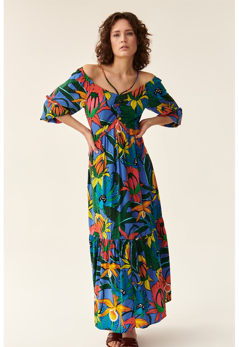 Rochie lunga cu imprimeu floral - Multicolor