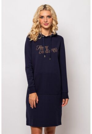 Rochie-hanorac cu buzunar kangaroo Virgi - Bleumarin