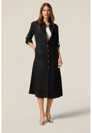 Rochie-camasa de in cu maneci lungi - Negru