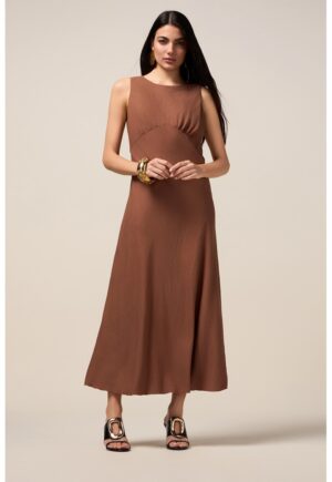 MOTIVI - Rochie midi cu fronseuri - Maro cognac