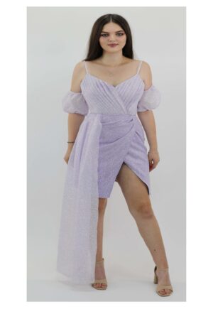 Rochia scurta din sclipici lavanda MARISSA