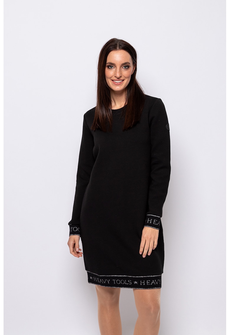 Rochie mini dreapta din amestec de bumbac - Negru