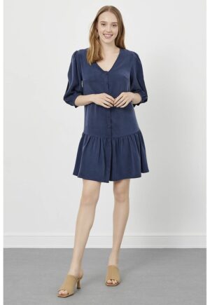 Rochie lejera cu maneci 3/4 - Albastru inchis