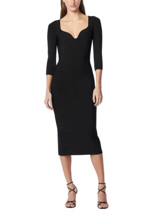 Rochie midi cu model suprapus - Negru