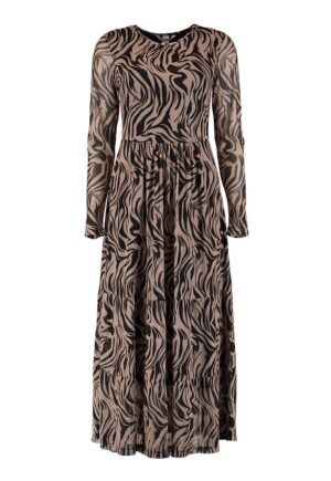 Rochie evazata cu imprimeu - Negru/Maro deschis