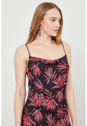 Rochie midi din satin - Rosu/Negru