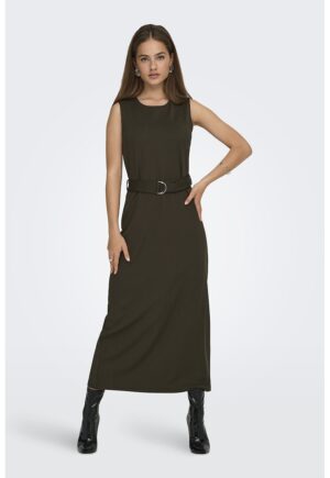 Rochie midi cu slit - Maro inchis