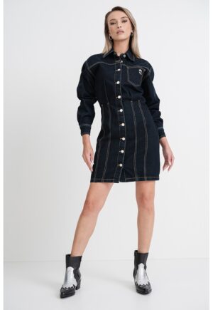 Rochie mini din denim - Bleumarin