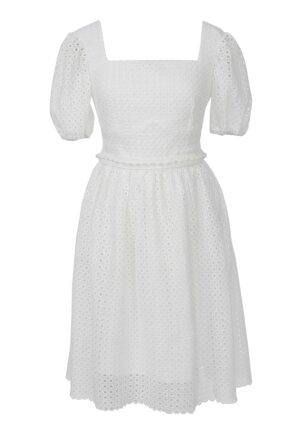 Rochie evazata de dantela Sangallo Nicole - Alb