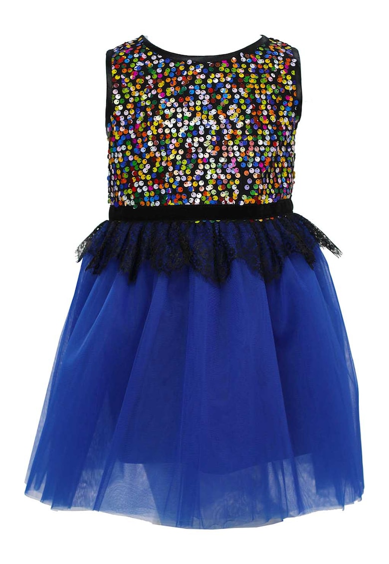 Rochie evazata cu strat exterior de tul Kennedy - Albastru royal