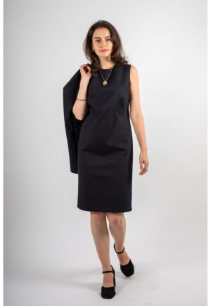 Rochie dreapta cu buzunare laterale Kinga - Bleumarin