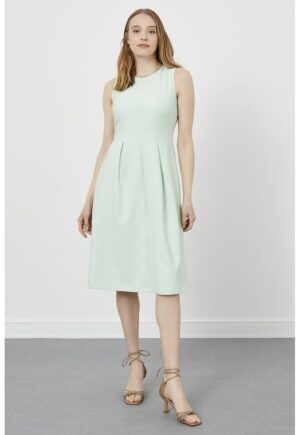 Rochie midi cu croiala in A - Verde pal