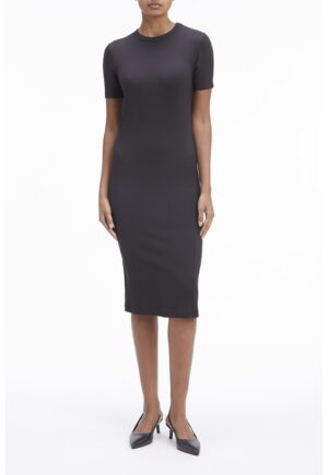 Rochie midi cambrata din amestec de modal - Negru