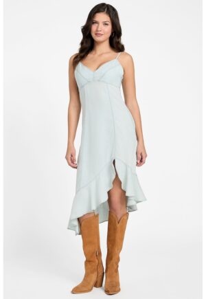 Rochie asimetrica din amestec de lyocell - Verde pal