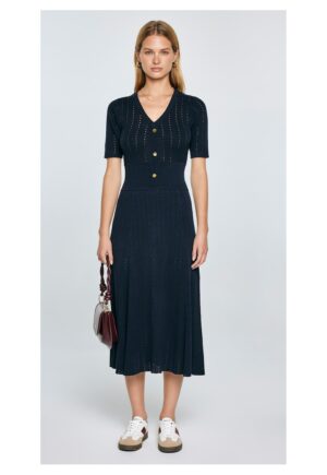 Rochie midi cu aspert perforat Adalina