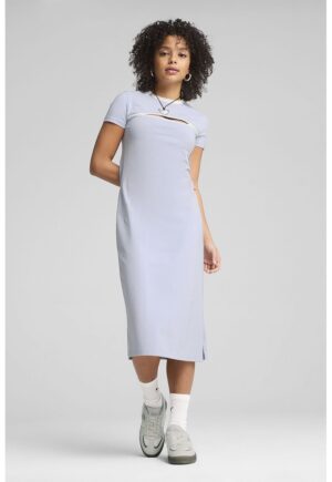 Rochie midi cu decupaj - Alb/Albastru azur