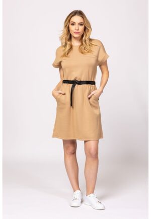 Rochie mini din amestec de modal Vikka - Maro camel